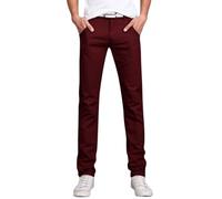 Oanviso Pantalon Tube Droite pour Homme Pantalon Chino Extensible Pantalons de Cascul avec Poches Pantalons de Sport Couleurs Unies Classique Anti-Rides Coupe Décontractée B Bordeaux M