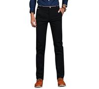 Oanviso Pantalon Tube Droite pour Homme Pantalon Chino Extensible Pantalons de Cascul avec Poches Pantalons de Sport Couleurs Unies Classique Anti-Rides Coupe Décontractée A Noir M
