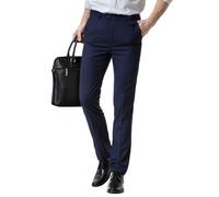 Oanviso Pantalons de Costume pour Homme Pantalon de Robe Élégant Coupe Droite Pantalon de Travail Pantalon Habillé Rétro Chino Pantalon d'affaire à Utiliser au Bureau, au Travail A Bleu Foncé M