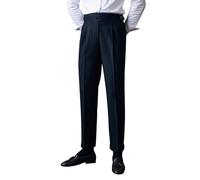 Oanviso Pantalons de Costume pour Homme Vintage Pantalon de Robe Élégant Coupe Droite Pantalons Décontractés Pantalon de Travail Pantalon Habillé Retro Chino Pantalon d'affaire Style Anglais A Noir XS