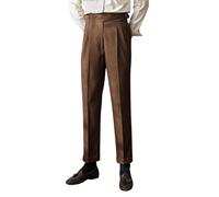 Oanviso Pantalons de Costume pour Homme Vintage Pantalon de Robe Élégant Coupe Droite Pantalons Décontractés Pantalon de Travail Pantalon Habillé Retro Chino Pantalon d'affaire Style Anglais A Café XS