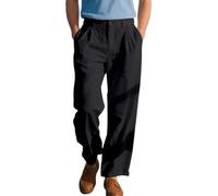 Oanviso Pantalons De Sport Homme Lin Chino Mode Pantalons E Boutons Léger Élastique Mince Jambe Large Respirable Business Pant De Costume A Noir L