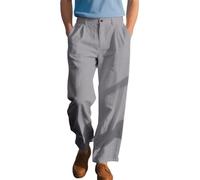 Oanviso Pantalons De Sport Homme Lin Chino Mode Pantalons E Boutons Léger Élastique Mince Jambe Large Respirable Business Pant De Costume A Gris XL