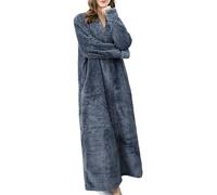 Oanviso Peignoir De Bain Femme Eponge Long Epais Chaude Maxi Robe De Chambre Hiver Polaire Tout Doux Pyjama Kimono Tissu Confortable Éponge Zippé Large Eponge Sweat A Gris 3XL