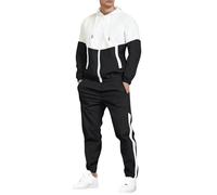 Oanviso Survêtement Homme Zip À Capuche Veste Jogging À Poche Ensemble Training 2 Pièces Sweat Pull Et Pantalon Sportwear A Noir S