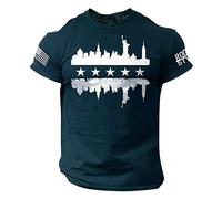 Oanviso T-Shirts pour Hommes Col Rond Tshirts à Manches Courtes DéContractée Vintage Hauts Drapeau Américain Imprimé T-Shirt Été L'extérieur Tee Shirts Doux Confort Streetwear F Bleu XL