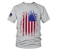 Oanviso T-Shirts pour Hommes Col Rond Tshirts à Manches Courtes DéContractée Vintage Hauts Drapeau Américain Imprimé T-Shirt Été L'extérieur Tee Shirts Doux Confort Streetwear C Gris XL