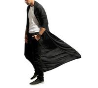 Oanviso Veste de Cape pour Homme Long Manteau Manches Longues Printemps Automnes Blousons Mince Coupe-vent Manteaux Confortable Respirant Blouses Ample Vintage A Noir XS