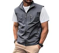 Oanviso Veste de Travail Sans Manche Homme Multipoches Gilet Léger Été Sport Extérieur Journaliste de Pêche Plein Air Photographie Outdoor Manteau A Gris S