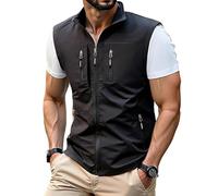 Oanviso Veste de Travail Sans Manche Homme Multipoches Gilet Léger Été Sport Extérieur Journaliste de Pêche Plein Air Photographie Outdoor Manteau A Noir XL