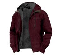 Oanviso Veste Interieur Polaire Homme Hiver Chaud Épaisse Cargo Blouson Avec Capuche Parka Bomber Casual Outdoor Thermique Manteau Chemise Sweat Hoodie Loisirs Coupe Vent Coat Bordeaux XL