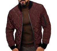 Oanviso Veste Matelassée Homme Légère Mi Saison Hiver Doudoune Chaud Parka Puffer Manteau Rembourré Épais Moto Épaissir Slim Chaud Veste Bomber Coupe Vent Blouson Bordeaux L