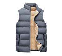 Oanviso Veste sans Manches Hiver Hommes Gilet en Laine Doublé Gilet Chaud Polaire Loisirs Gilet de Travail Col Montant Manteau en Coton avec Fermeture à Glissière et Poches D Gris 3XL
