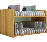 OAOAO Armoire de Rangement for téléphone Portable, Meuble de Rangement en Bois avec Plusieurs Compartiments, Organiseur de Bureau for Bureau, école, Usine, 1 pièce(Walnut Color,31x19cm)