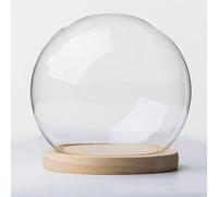 OAOAO Cloche en Verre avec Socle en Bois for présenter Plantes, Objets décoratifs et Figurines, 1 pièce(DIA 20cm x H 17cm)