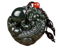 OAOAO Collier amulette Feng Shui Pi Xiu, pendentif en jade Hetian naturel fabriqué à la main for la prospérité et la richesse, cadeau de méditation Reiki Chakra, 1 pièce