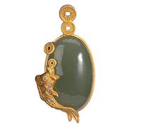 OAOAO Collier avec pendentif en calcédoine verte naturelle de Hotan, bijou tendance rétro chinois for femme, cadeau en pierres précieuses, 1 pièce