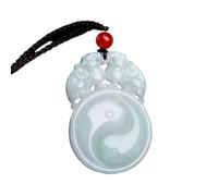 OAOAO Collier double Pixiu Tai Chi en jadéite émeraude naturelle, amulette Feng Shui for la prospérité, l'amour, la chance, pendentif unisexe en cristal, cadeau 1 pièce