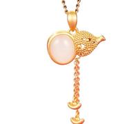 OAOAO Collier en argent sterling S925, pendentif Wu Lou en jade Hetian naturel, amulette Feng Shui for la longévité, un voyage sûr et un cadeau de prospérité, 1 pièce