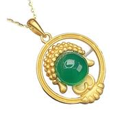 OAOAO Collier pendentif Bouddha en argent sterling S925 et jade naturel, amulette porte-bonheur et de richesse for la méditation Reiki et les chakras, unisexe, 14 x 22 mm, 1 pièce