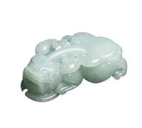 OAOAO Collier pendentif Pixiu en jade glacé émeraude naturelle, chaîne de perles de jadéite Feng Shui for la richesse, la prospérité, l'amour et la chance, 1 pièce