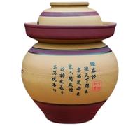OAOAO Pot de fermentation traditionnel chinois en porcelaine avec couvercle étanche à l'eau, pot de décapage en céramique, 1 pièce(17.5kg)