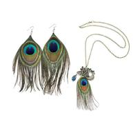 OAOSDH 1 Collier Et 1 Paire De Boucles d'oreilles, Bijoux Vintage, Bijoux sur Le Thème du Paon, Accessoires De Cosplay, Accessoires De Costumes.