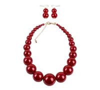OAOSDH 1 Collier Perlé Et 1 Paire De Boucles d'oreilles, Bijoux Rétro Simples, Bijoux De Perles D'Imitation, Accessoires De Vêtements.