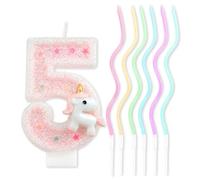 OAOSDH 1 Morceau De 5E Bougie d'anniversaire Et 6 Morceaux De Bougies en Spirale Colorées, Bougies De Design Mignonnes, Bougies Décoratives À Gâteau, Accessoires À Gâteau.