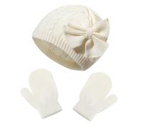 OAOSDH 1 Morceau De Chapeau Tricoté Pour Enfants Et 1 Paire De S Chauds, Chapeau À Arc, Chapeau Mignon Pour Enfants, Chapeau Chaud Et Froid