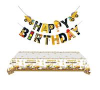 OAOSDH 1 Morceau De Nappe De Voiture D'Ingénierie Et 1 Morceau De Drapeau De Voiture D'Ingénierie, Décorations De Fête d'anniversaire pour Enfants, Décorations Créatives.