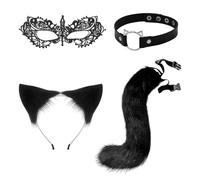 OAOSDH 1 Morceau De Queue, Bandeau 1 Pièce, Collier 1 Pièce Et Masque Oculaire 1 Pièce, Accessoires De Vêtements De Rôle, Accessoires De Vêtements pour Chat, Vêtements De Fête.