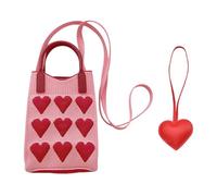 OAOSDH 1 Sac De Téléphone Mobile Love Et 1 Pendentif, Sac À Bandoulière Mignon, Sac Tricoté De Dessins Dessinés, Sac À Bandoulière Pour Femmes.