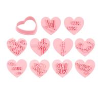 OAOSDH 10 Morceaux De Tampon À Biscuits en Forme De Cœur, Plastique 3D, Personnalité Créative, Outils De Cuisson De Cuisine, Accessoires De Presse De Biscuits De La Saint-Valentin.