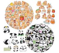 OAOSDH 100 Autocollants Panda Et 100 Autocollants Capybar, Autocollants De Dessins Animés Mignons, Autocollants pour Enfants, Autocollants Décoratifs.