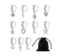 OAOSDH 11 Morceaux De Manches De Nez Perforées en Argent, 1 Morceau De Sac en Velours, Pendentif Suspendu avec Décoration De Nez en Pierre Blanche, Accessoires De Mode pour Femmes.