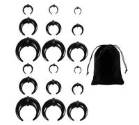 OAOSDH 18 Pièces De Bijoux De Perçage De L'Oreille À Cornes, 1 Morceau De Sac en Velours, Bijoux Multifonctionnels Créatifs Et Personnalisés, Boucles d'oreilles Narines Perforées en Acrylique Noir.
