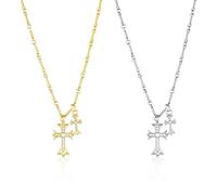 OAOSDH 2 Colliers À Double Croix, Colliers Intégrés en Diamant, Colliers Simples Et Polyvalents, Colliers À La Mode Et Accessoires De Vêtements.