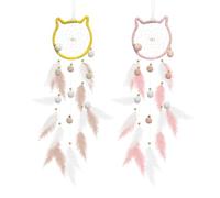 OAOSDH 2 Morceaux De Catcheur De Rêve De Style Chat, Pendentifs Mignons, Pendentifs Tissés Créatifs, Décoration De La Maison, Pendentifs De Décoration De Chambre À Coucher.