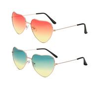 OAOSDH 2 Morceaux De Verres À Gradient en Forme De Cœur, Lunettes De Soleil Élées De La Personnalité des Femmes, Accessoires Créatifs en Métal De Soleil, Accessoires De Vêtements De Fête.