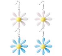 OAOSDH 2 Paires De Boucles d'oreilles De Marguerites, De Boucles d'oreilles Simples Et À La Mode, De Boucles d'oreilles en Suspension en Résine, De Vêtements en Boucles d'oreilles Florales.