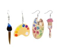 OAOSDH 2 Paires De Boucles d'oreilles en Bois Suspendues, De Pinceaux De Palettes, De Bijoux Asymétriques d'art Créatif, D'Accessoires De Vêtements Amusants.