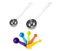 OAOSDH 2 Pièces en Acier Inoxydable À Mesurer des Cuillères, 5 Pièces À Mesurer en Plastique, en Métal Créatif, Boissons À Café Sautées, Réutilisables, Vaisselle De Compteur De Cuisine.