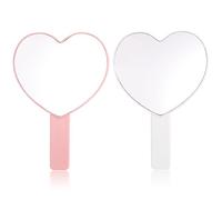 OAOSDH 2 Pièces Miroir De Maquillage À Main, Miroir De Maquillage en Forme De Cœur, Miroir De Maquillage Portable, Miroir De Maquillage De Voyage, Miroir De Maquillage Mignon Et Simple.