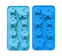 OAOSDH 2 Pièces Moule De Mouton, Moule Mignon, Moule Animal De Dessin Animé, En Silicone, Pour Cuisson, Fournitures De Cuisine, Bleu Foncé Et Bleu Clair