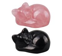 OAOSDH 2 Pièces Ornements De Statue De Chat, Petits Ornements De Voiture, Ornements De Bureau Mignons, Ornements De Décoration en Cristal, Décoration De La Maison