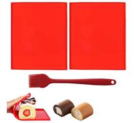 OAOSDH 2 Pièces Red Silicone Tamps, 1 Morceau De Brosse À Huile, Tampons Roulis Polyvalents, Rouleaux De Gâteau Suisses, Réutilisables, Outils De Cuisson De Cuisine.
