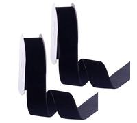 OAOSDH 2 Rouleaux De Ruban d'oie en Velours Noir, Simple Et À La Mode, Boîte-Cadeau Bricolage Accessoires D'Artisanat, Sangle Décorative Rétro.