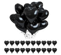OAOSDH 20 Morceaux De Ballons d'amour Noir, Ballons À La Mode Et Personnalisés, Ballons Simples, Ballons Décoratifs De Fête, Ballons De Film en Aluminium en Forme De Cœur.