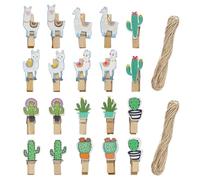 OAOSDH 20 Morceaux De Clips en Bois De Cactus Alpaca, Clips Créatifs Amusants, Clips Photo, Clips De Fermeture De Collations, Jolis Clips De Dessins Animés.
